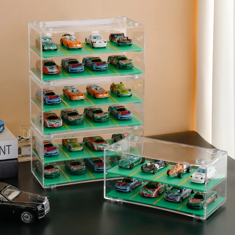 

1:64 scale car storage box, multi-layer stackable desktop toy car display stand for children's alloy model cars