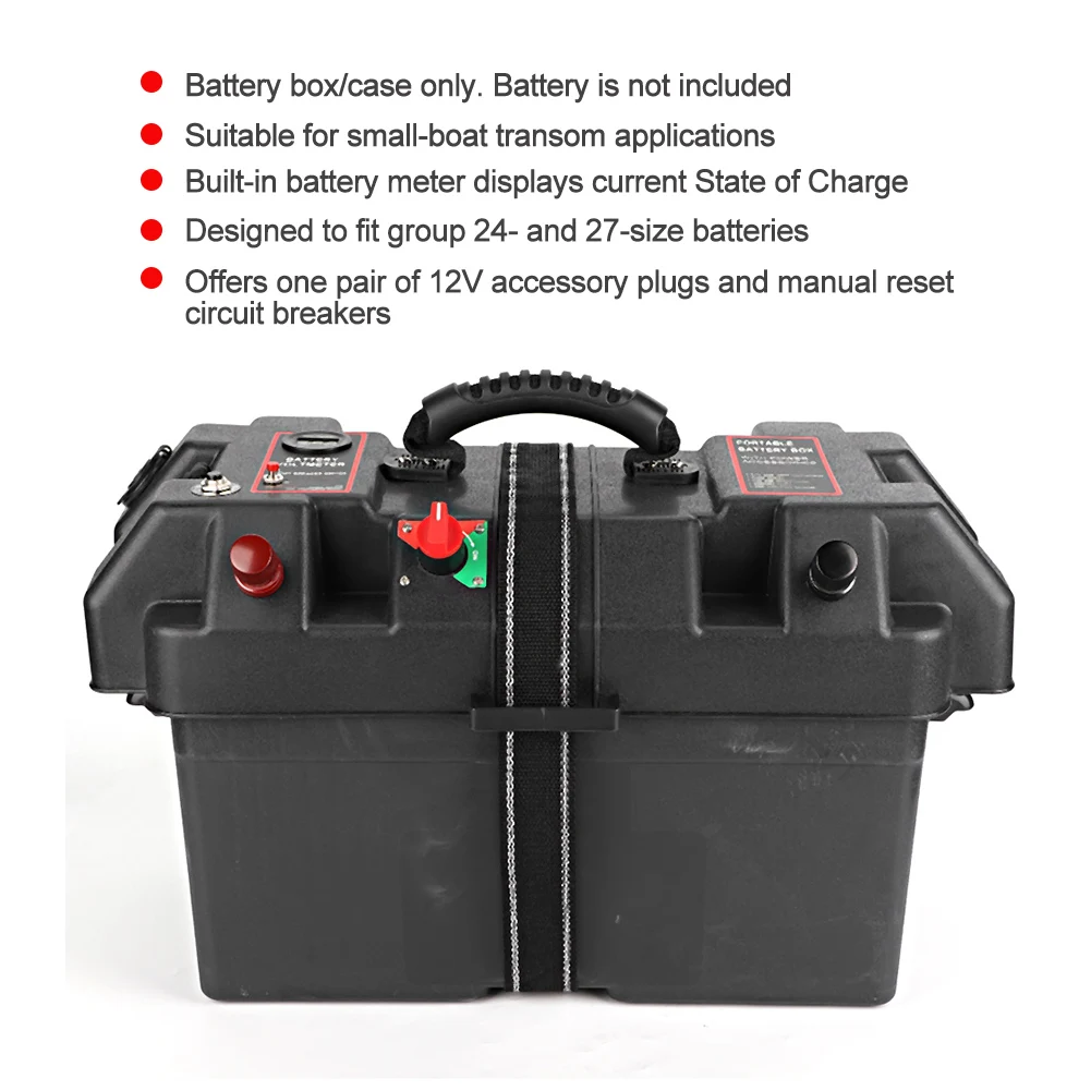 Plastic Minnkota Trolling Battery Motor Power Center Station Battery Box USB &amp 12V Charger Port Trolling Motor Battery Box