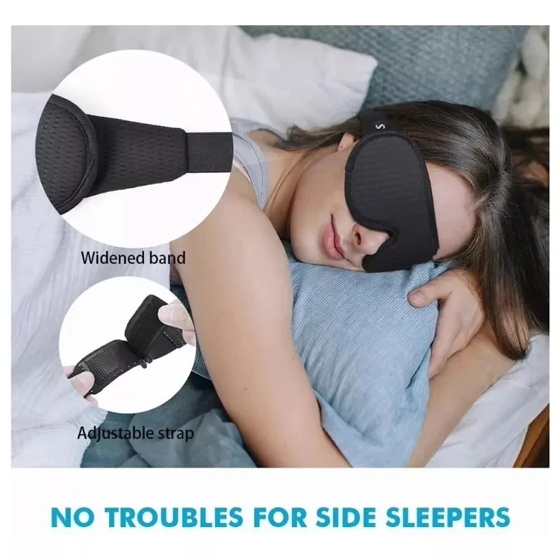 1/2Pcs Black Sleep Custom Eye Mask Ice Silk Memory Foam Eye Mask Travel Sleep Eye Mask Strap Adjustable Strap