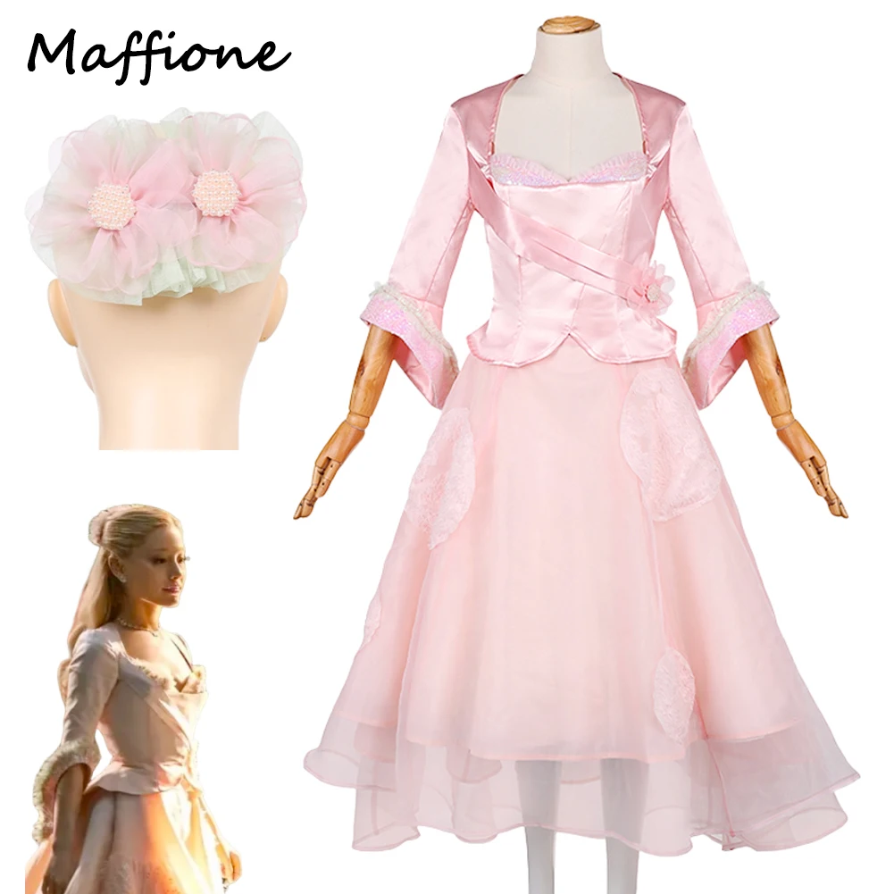 

Вик ​ 2, розовая газовая юбка для косплея Good Glinda, костюм, головной убор, женское платье с цветочным принтом, комплект с юбкой, женский маскировочный костюм на Хэллоуин