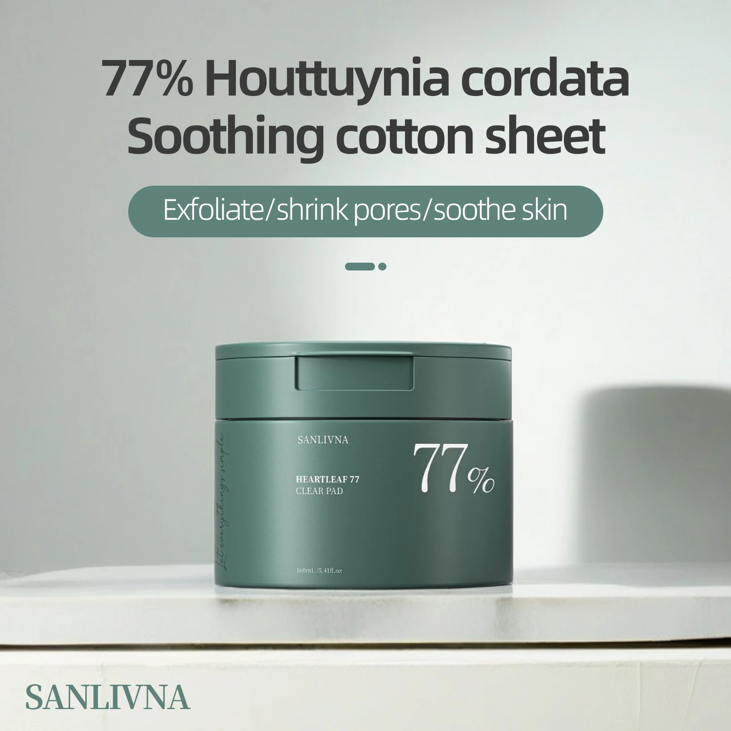 

Heartleaf 77 Toning Pads, Moisturizing Pore Care, for Face Hydration Heartleaf Extract Moisturizing Centella Asiatica 160ML