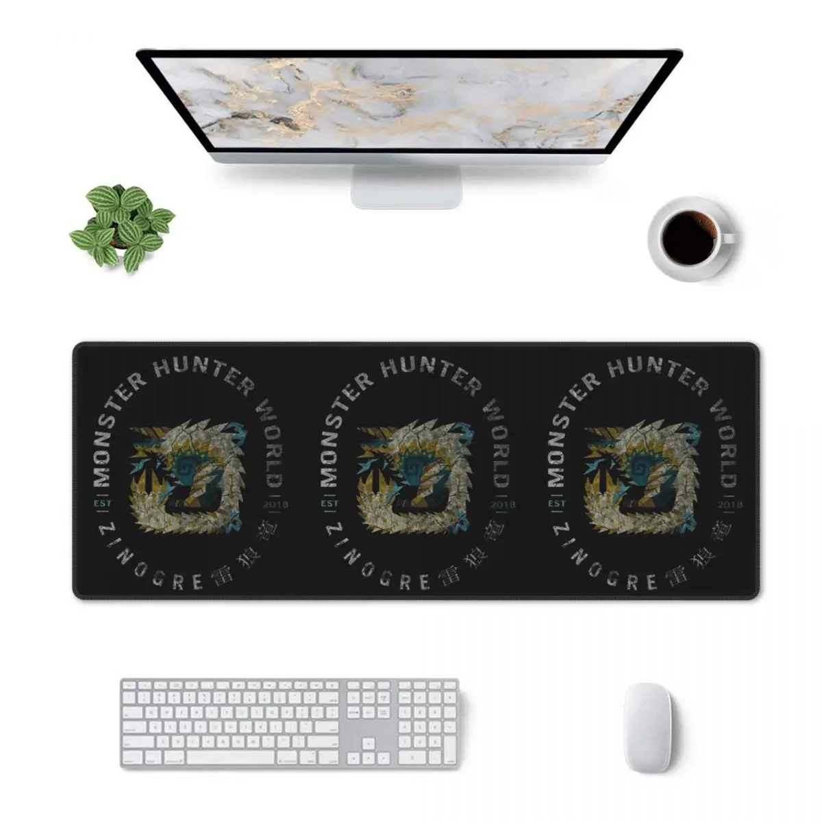 Large Mouse Pad Monster Hunter Vintage Zinogre Gamer PC Laptop Mats Keyboard Carpet Computer Gaming Office Accessories Desk Mat