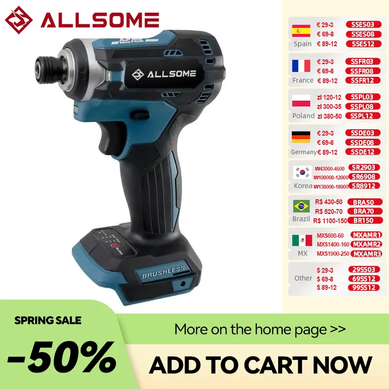 

Allsome 21V Cordless Impact Driver,3-Speed 1/4-Inch Brushless Electric screwdriver