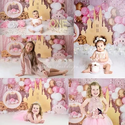 Dream Castle Shiny Curtain Backdrop Pink Kids Props Baby  Birthday Decors Balloons Child Girl Photography  Cake Smash Background