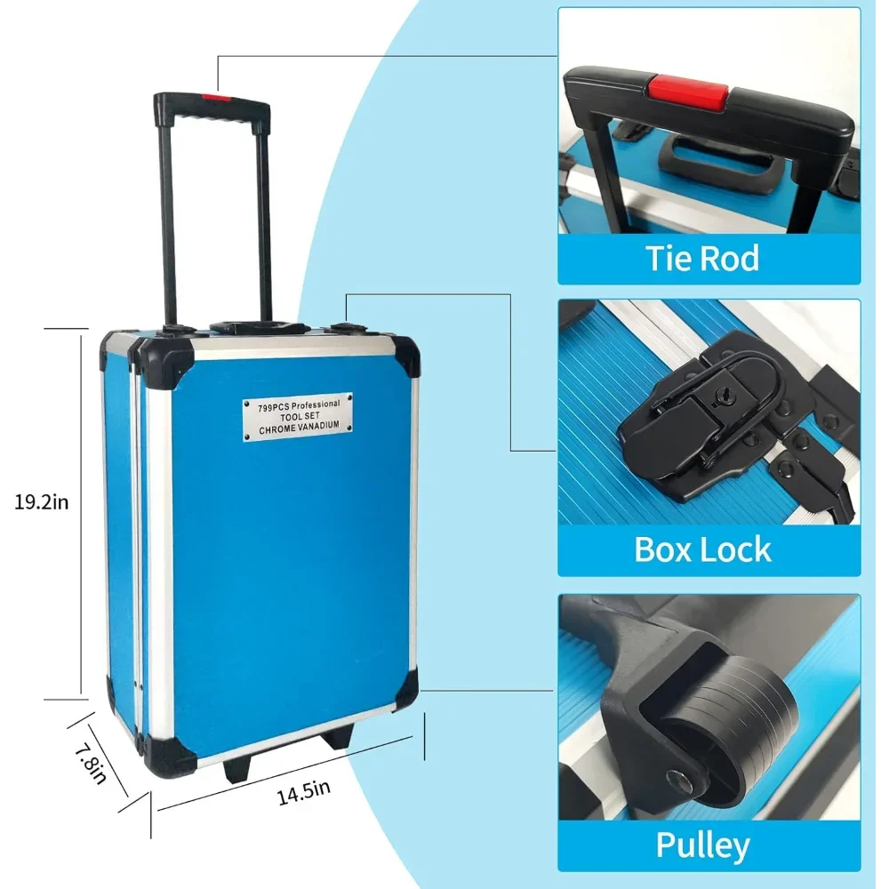 %a Tool Sets for Men,  Box with Tools, Tool Kit with Rolling  Box, Complete Tool Box Set,Household  Set