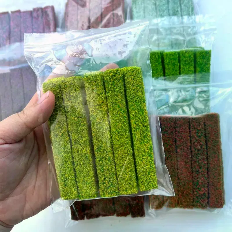2 pezzi di simulazione materiali fai da te recinzione erba arbusto strisce tavolo di sabbia verde modello in miniatura per diorama da costruzione per interni ed esterni