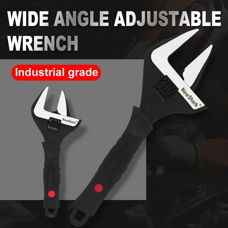 6/8/10/12 inch Wide Mouth Adjustable Wrench Set,Plumbing Adjustable Wrench with Soft Grip,Metric, Cr-V Steel