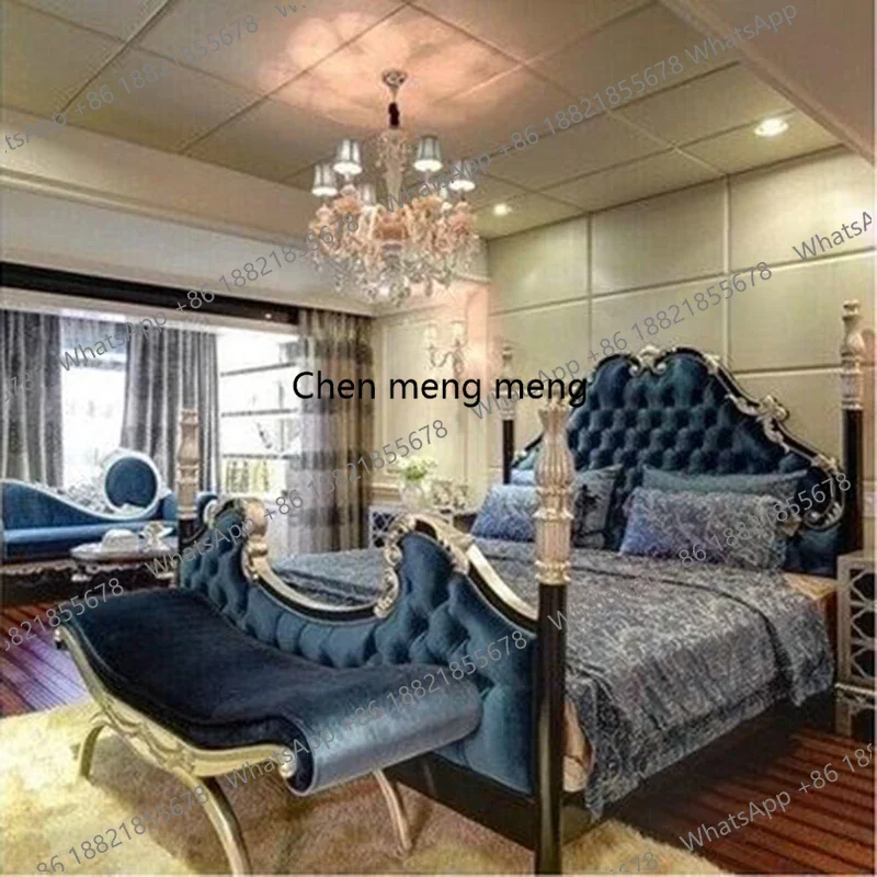 Master Villa Luxury Bed European Princess Leather Headboard King Size Bed Human Bedding Modern Muebles Para Dormitorio Furniture