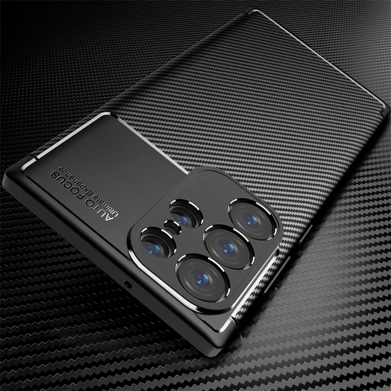 For Samsung Galaxy S24 Ultra 5G Case Carbon Fiber Anti-Knock Armor Cover Sumsung S 24 Plus S24Ultra Soft Rubber Shockproof Coque