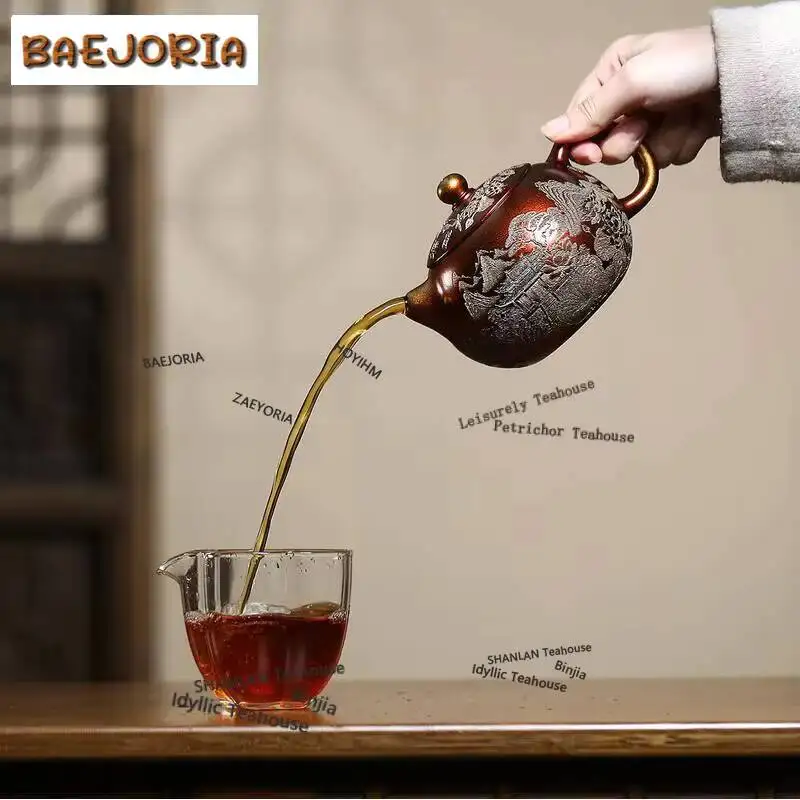 310ml Luxury Yixing Purple Clay Teapots Master Handmade Xishi Pot Raw Ore Conch Roasting Mud Tea Soaking Kettle Zisha Tea Set