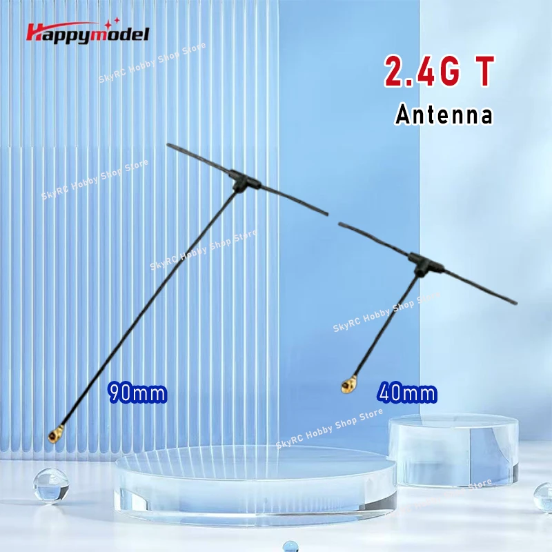 Happymodel 2.4G T Omnidirectional Receiver Antenna 40mm 90mm for ELRS EP1 RX IPEX1 Compatible with TBS Tracer RC FPV Model Parts