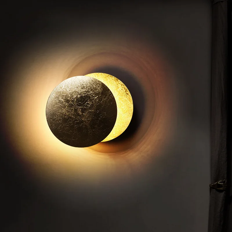 

Modern Aisle Corridor Round Wall Lamp Bedroom Eclipse Wall Lighting Indoor Bedside Lighting Living Room Decorative Wall Light