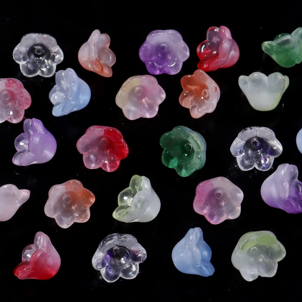 50–100 Stück bunte Maiglöckchen-Lampwork-Perlen, Blumen-Glasperlen für die Schmuckherstellung, DIY-Armband, Halskette, Zubehör – Detail 4