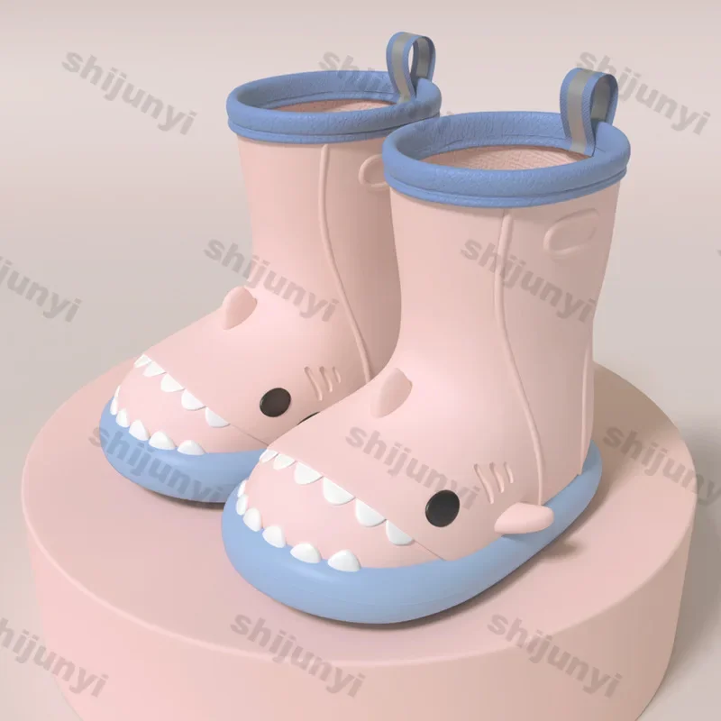 Children Rain Boots Boys Girl Non-slip Outdoor Cute Cartoon Shark Rain Boots for Kids Outdoor Waterproof Shoes Rubber Water Boot