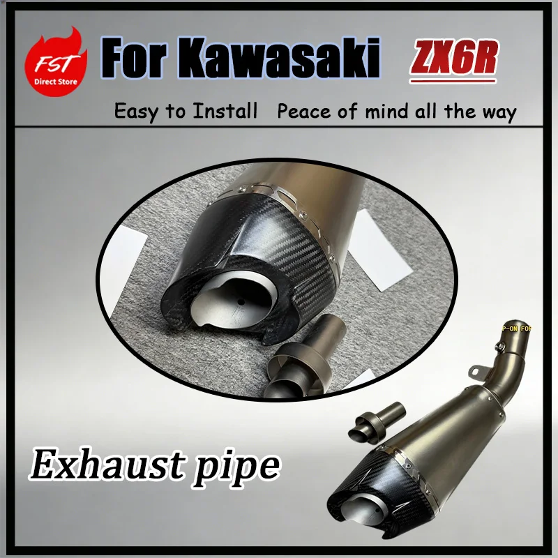 For Kawasaki ZX6R FST Lossless Straight Bottom Exhaust Low-Position mid And Tail Section Upgrade High Recognizability