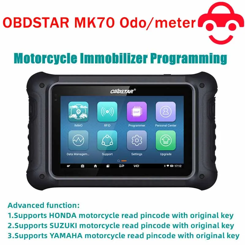 

OBDSTAR MK70 Motorcycle Immobilizer Programming Device Motorcycle Key Programming and Mile-age Odome-ter 7-inch Programming Tool