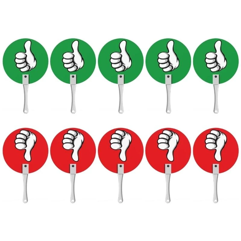  10 Pcs/Set Classroom Voting Paddle Thumb Up Thumbs Down Paddles Yes No Paddles