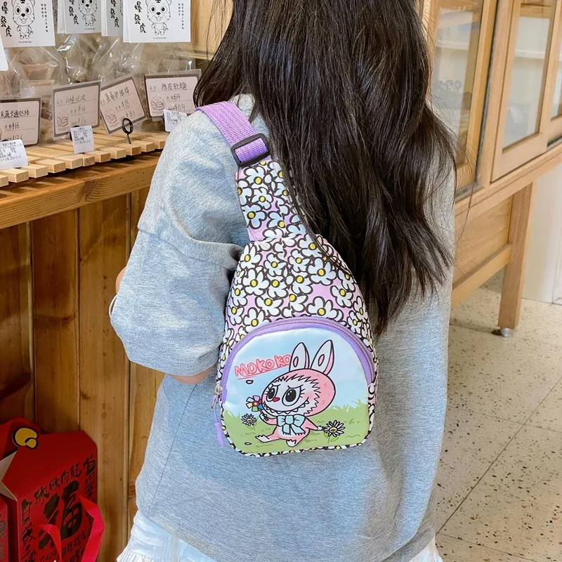 Bolso de pecho para niños Bubble Mart Labubu, bolso de accesorios Popular de dibujos animados para niñas, nuevo bolso de hombro tipo bandolera de un solo hombro, regalo