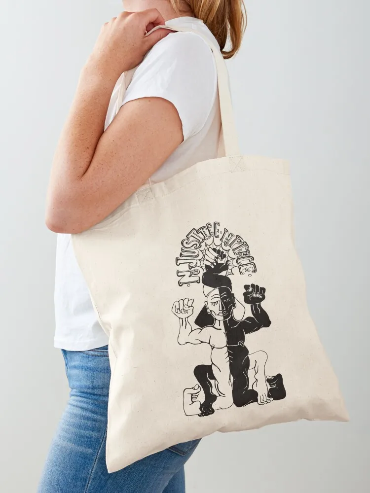 No Justice No Peace Tote Bag Shopper cloth bag woman Reusable bags supermarket folding bag