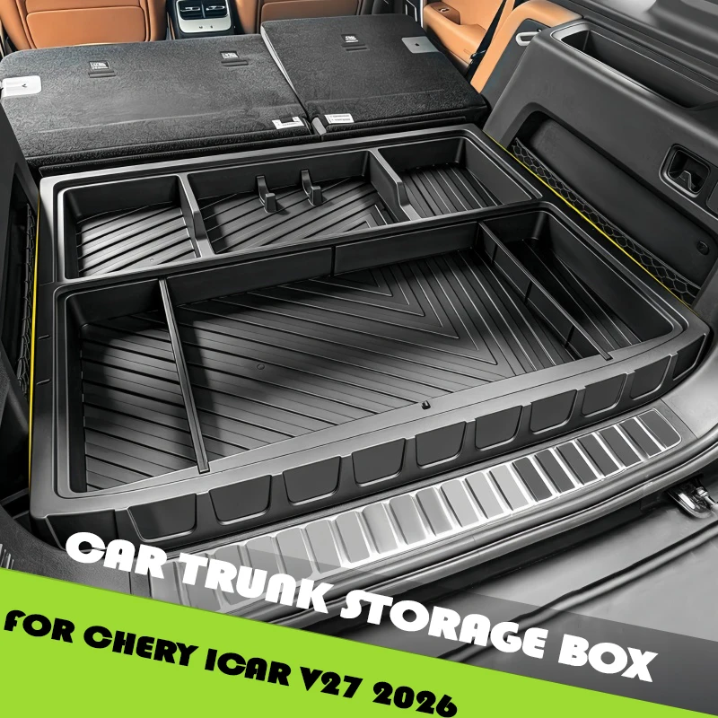 Car Trunk Storage Box Fit for Chery ICAR V27 2026 Modified Car Trunk Height Increase Lying Flat Storage Box Interior Accessories
