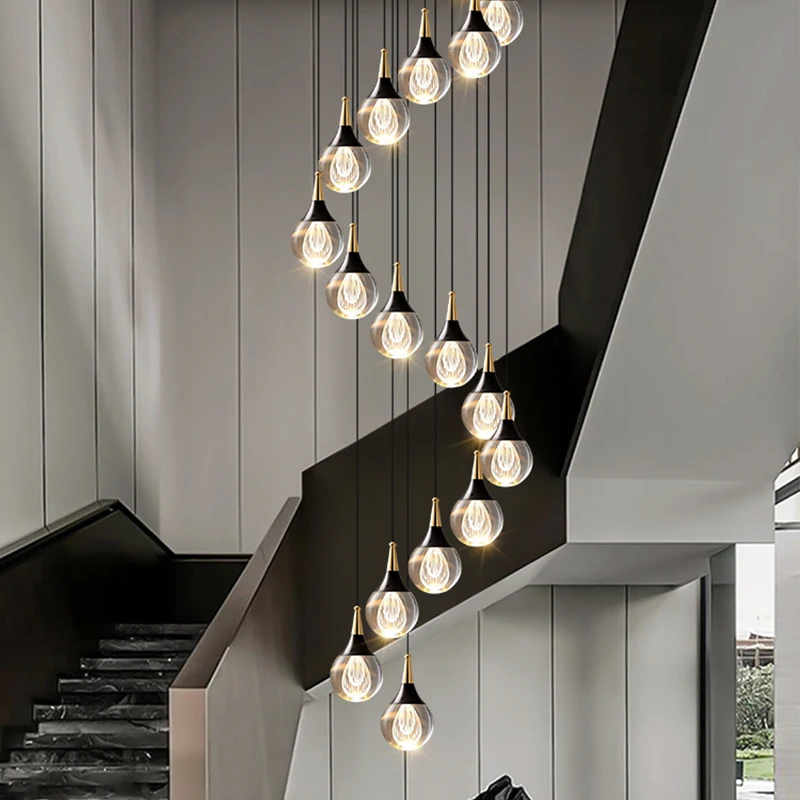 

Modern home decoration crystal chandelier, stair Pendant lamp, living room Pendant lights, interior lighting