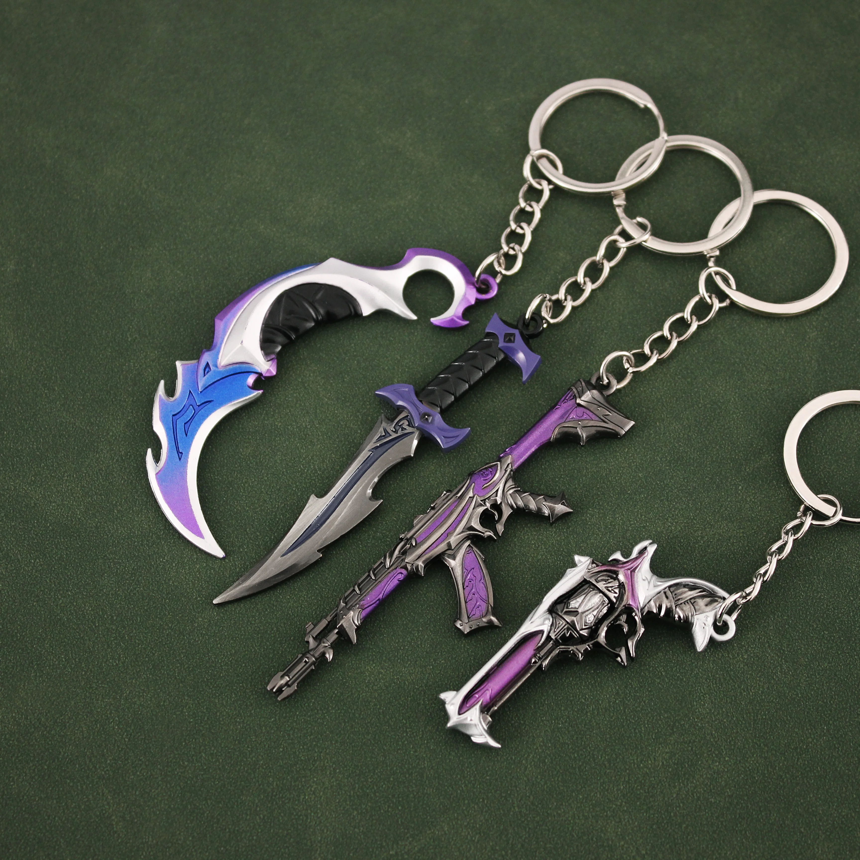 Valorant Keychain Reaver Knife Weapon, Phantom Special, 9cm, Mini Metal Alloy Gun, Model Game, Periferia Pingente para Brinquedos Infantis