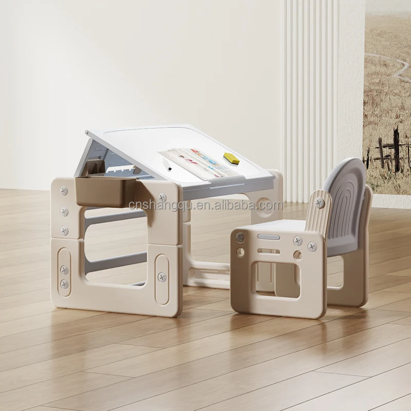 

Custom Plastic Height Adjustable Lifting Mode Study Multi-functional Building Block Table And Drawing Table Kids Table And Chair