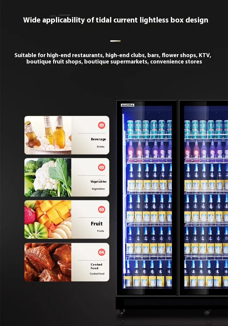 Congelador vertical de una sola temperatura con puerta de vidrio para bares y supermercados, enfriador de cerveza