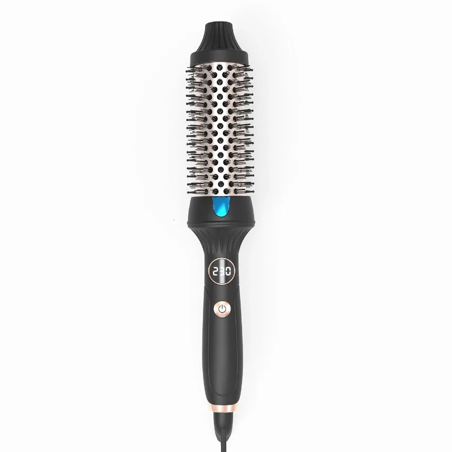

1.5 Inch Heated Brush Ceramic Curling Iron Volumizing Brush Heating Round Brush Travel Hair Curler Comb Professional Styling Ro