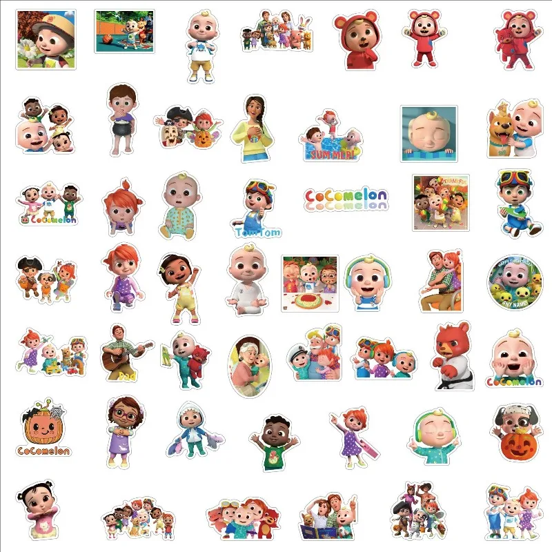 Novedad: 50 pegatinas de Cocomelon para recompensas, decoración de equipaje, monopatines, manualidades, material escolar e incentivos.