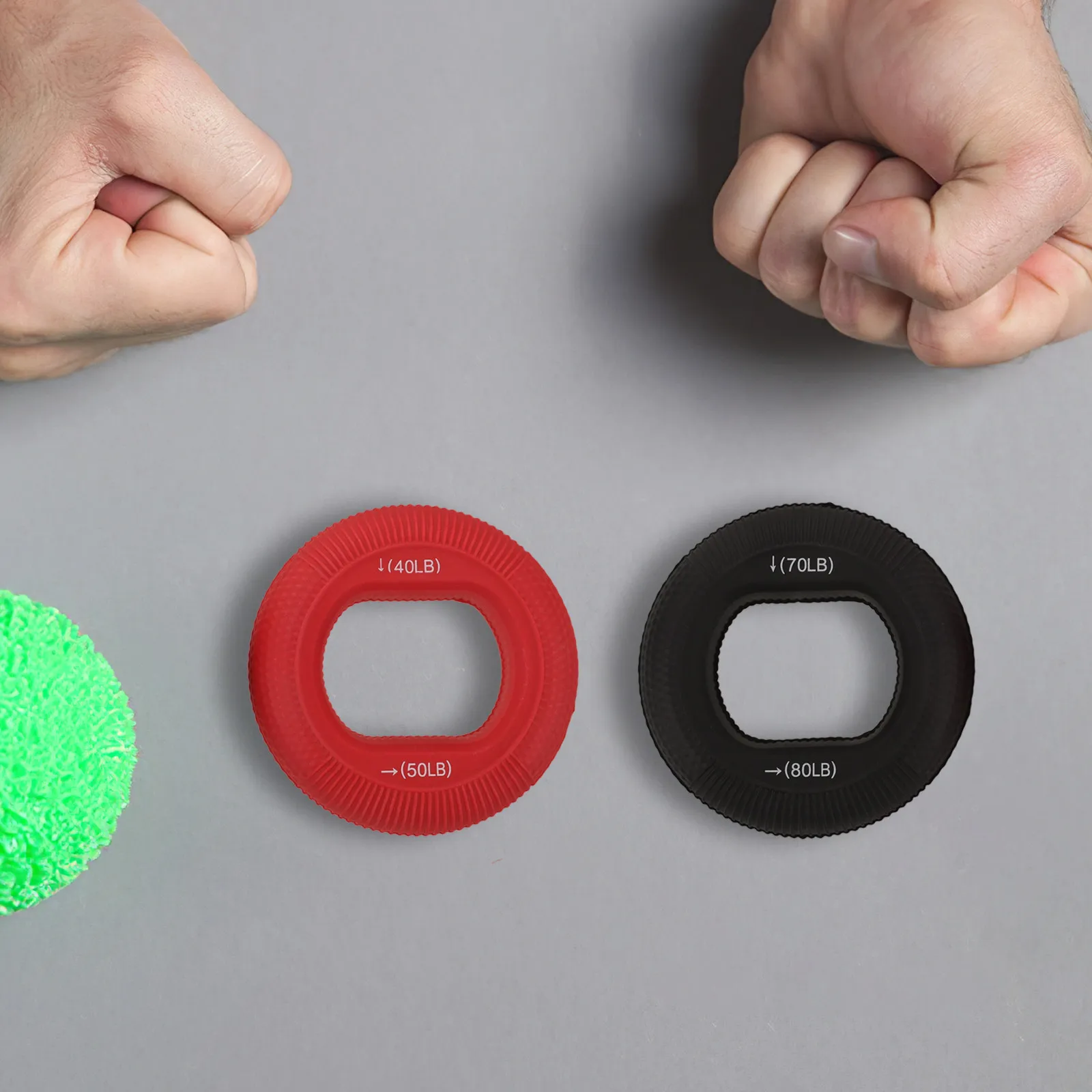 Hand Grip Strengthener Rings 2 Pack Adjustable Silicone Resistance Forearm Finger Exercise Rehab Set
