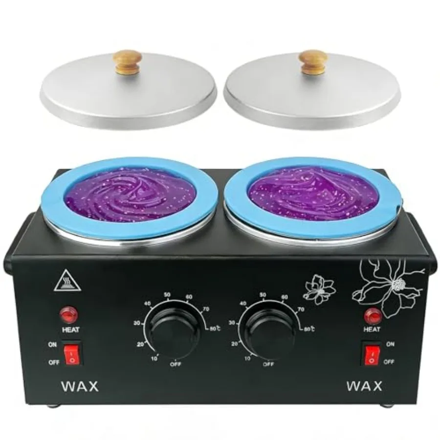 Wax Warmer for Hair Removal Professional Waxing Heater Pot with Adjustable Temperature for Women Men with 20 Wooden Wax Sticks
