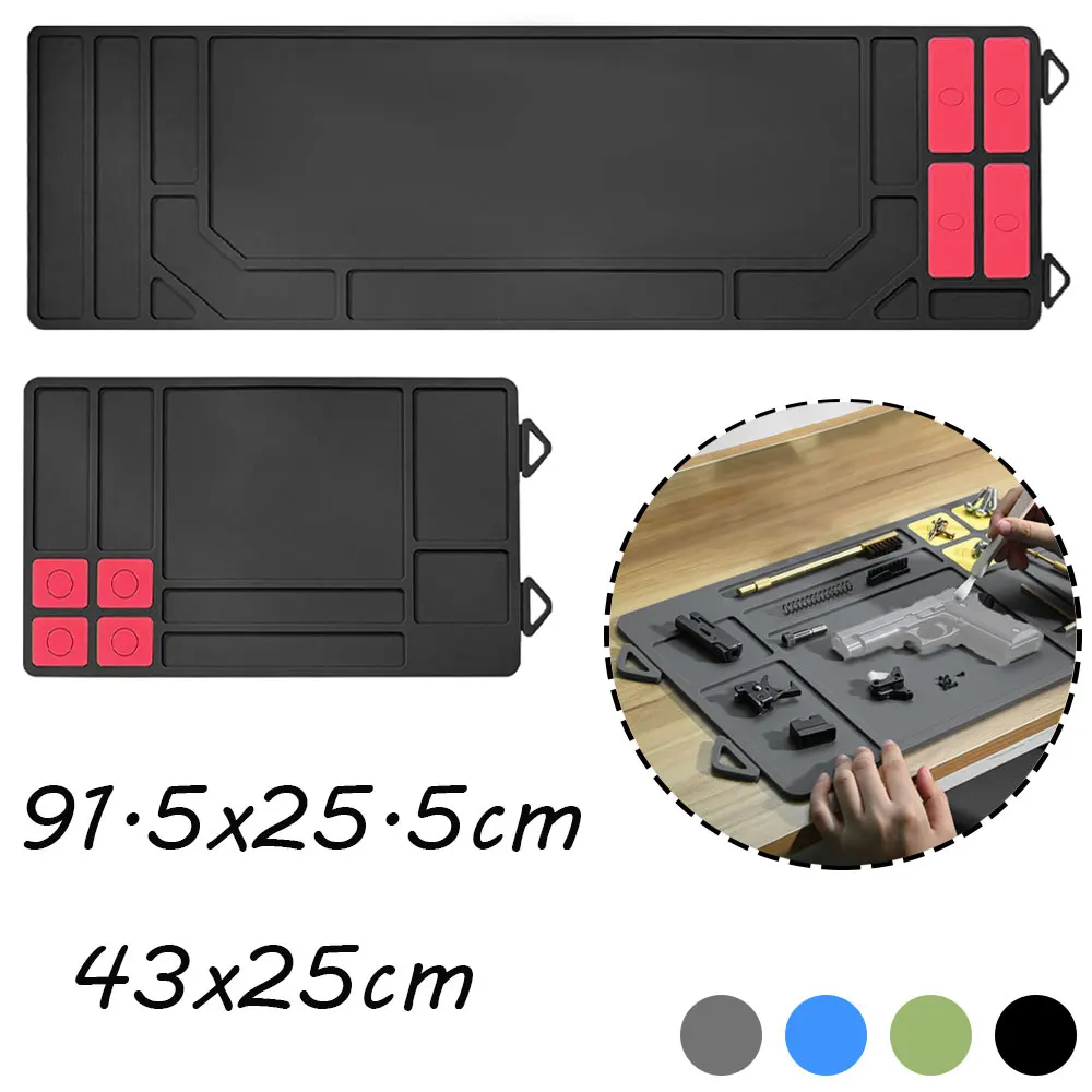 Tapis de travail magnétique pour la maintenance, en PVC, pour réparation et nettoyage, avec support antidérapant, zone de stockage d'outils, enroulable, portable, accessoires de chasse.