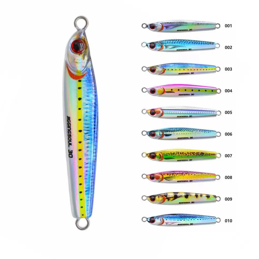 Saltwater Shore Fishing Metal Jigs 10g15g20g30g40g60g80g 3D Print Vertical Fishing Jigpara Hard Bait For Tuna Bass Marlin Wahoo