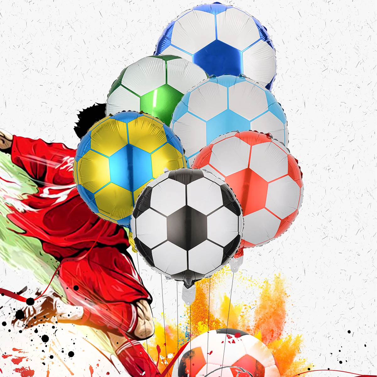 6pcs 18inch Football Foil Balloons Soccer Helium  Balloon Football Theme Party Soccer Fans Birthday Party Decorations