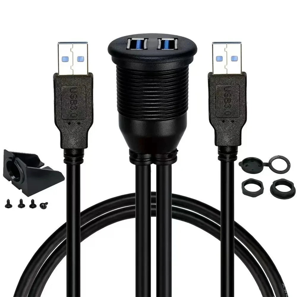 

Car, Ship, Motorcycle Dashboard Panel Cable USB 3.0 Data Extension Cable Dual Port USB 3.0 Waterproof Line