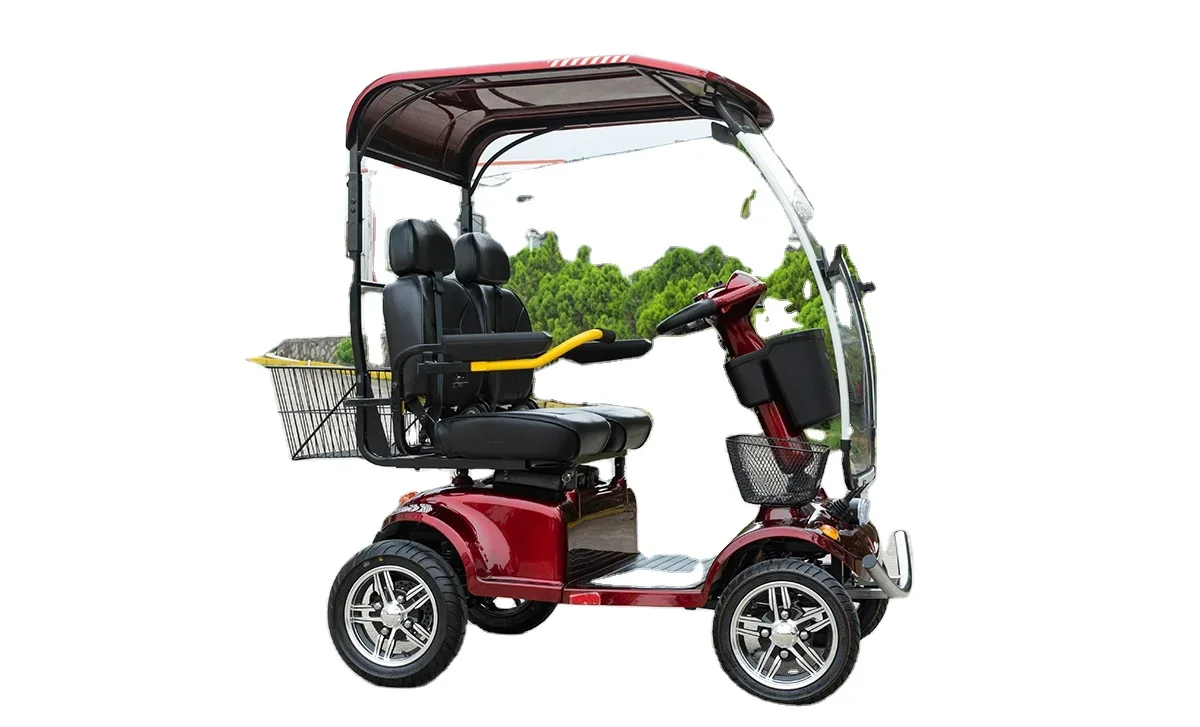 Electric Two-Seater Portable Electric Handicapped Four-Wheeled Mobility Scooter For The Elderly