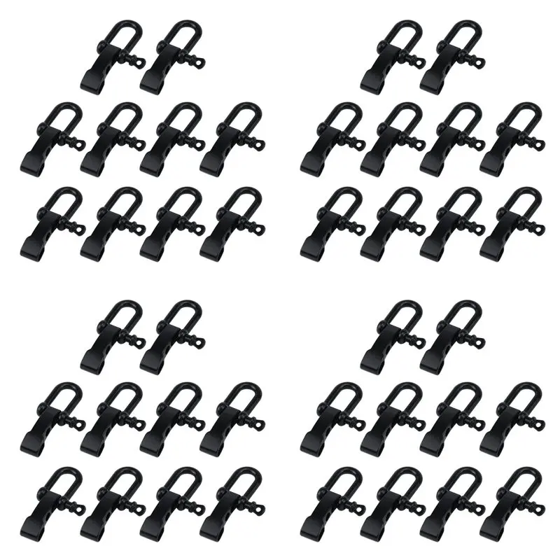 

A59Z-40Pcs Paracord Bracelet Shackle Buckle, Bow Anchor Shackle Clasp D Shackle Clip Adjustable For Survival Bracelet Black