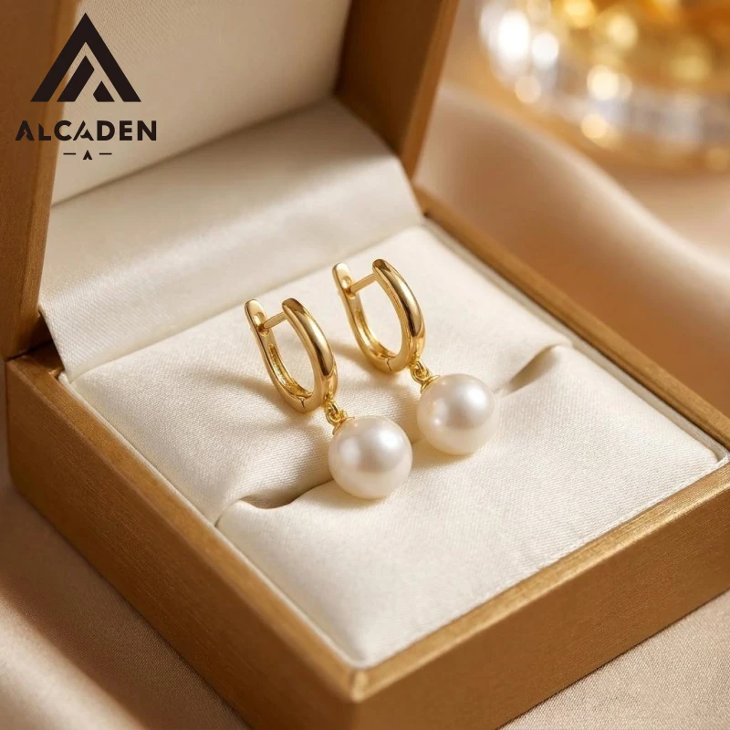

S925 Silver U Hoop Earrings Round Japanese Pearl Drop Dangle Earrings Elegant Fine Jewelry For Women Daily Wedding Gift