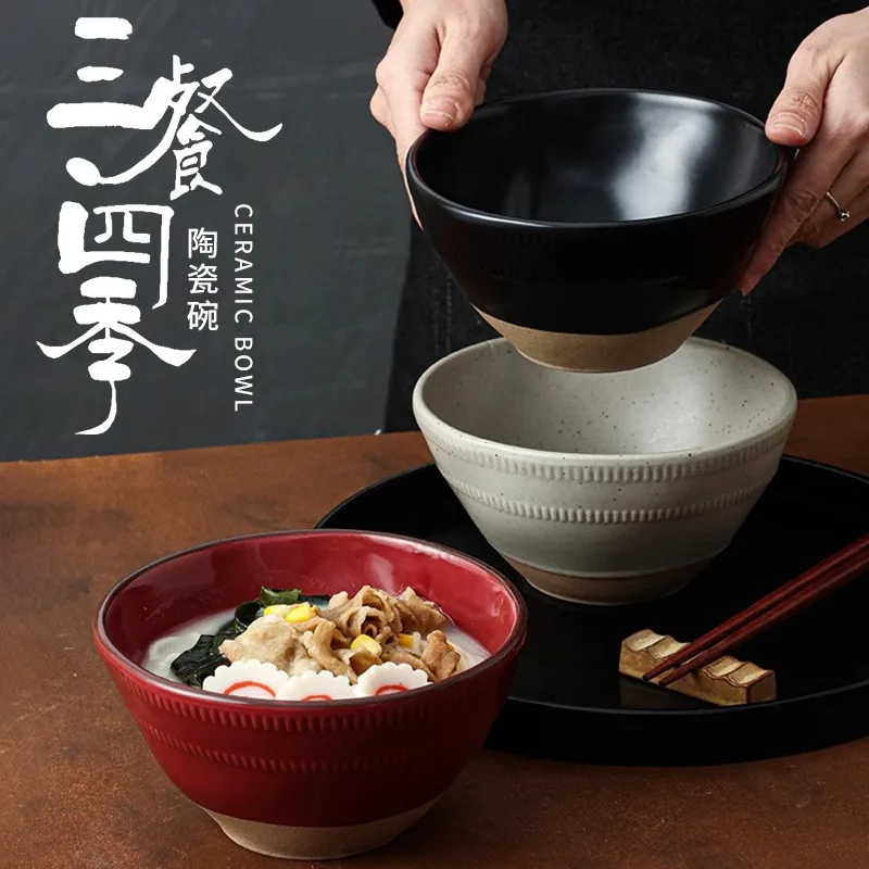 Popular Japanese Ceramic Instant Noodle Bowl Set - Luxurious, Minimalist & Large - Capacity for Gifting & Home Use