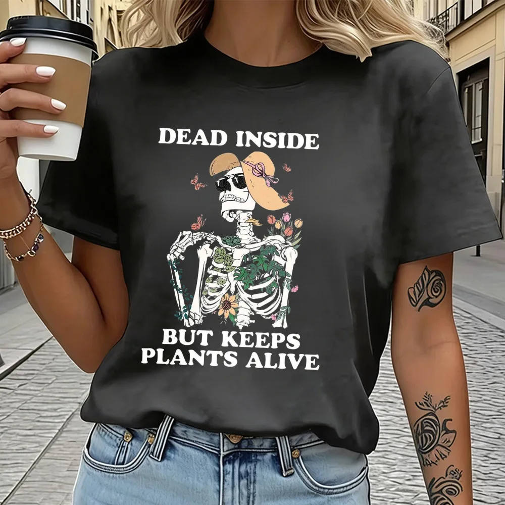 Dead Inside But Keeps Plants Alive Halloween Shirt Skeleton Plant Lover Funny Skeleton Plant Mom Gift Plantoholic Gardener Gift
