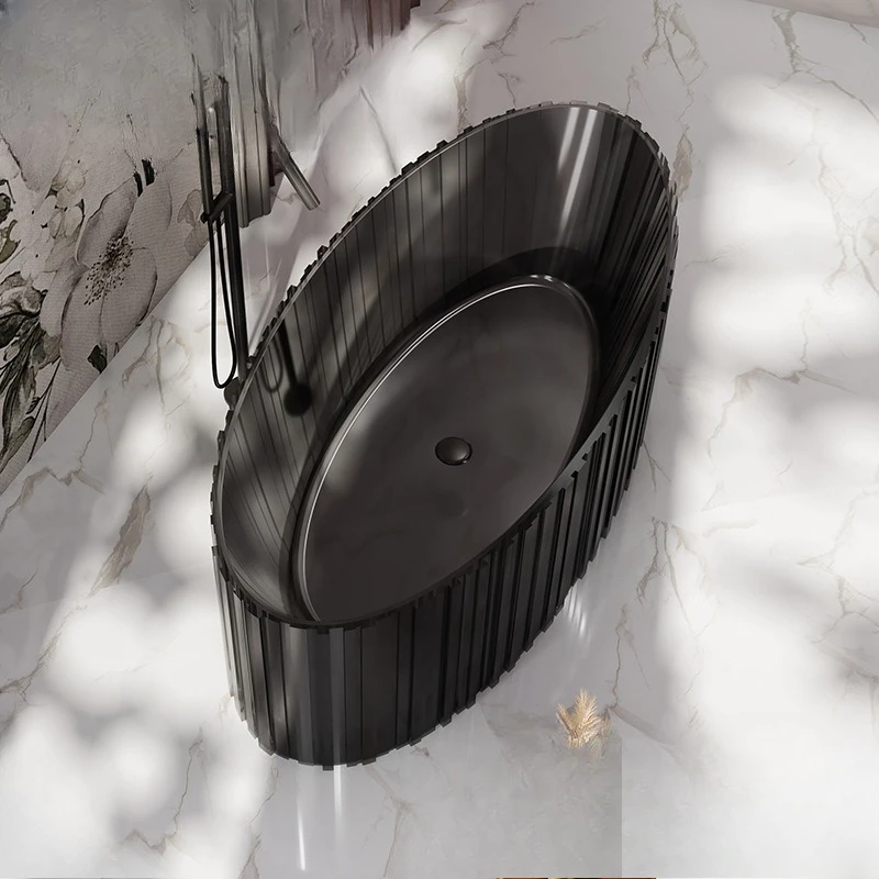 High-luxury new model, vertical striped transparent bathtub, oval freestanding, hotel homestay mansion
