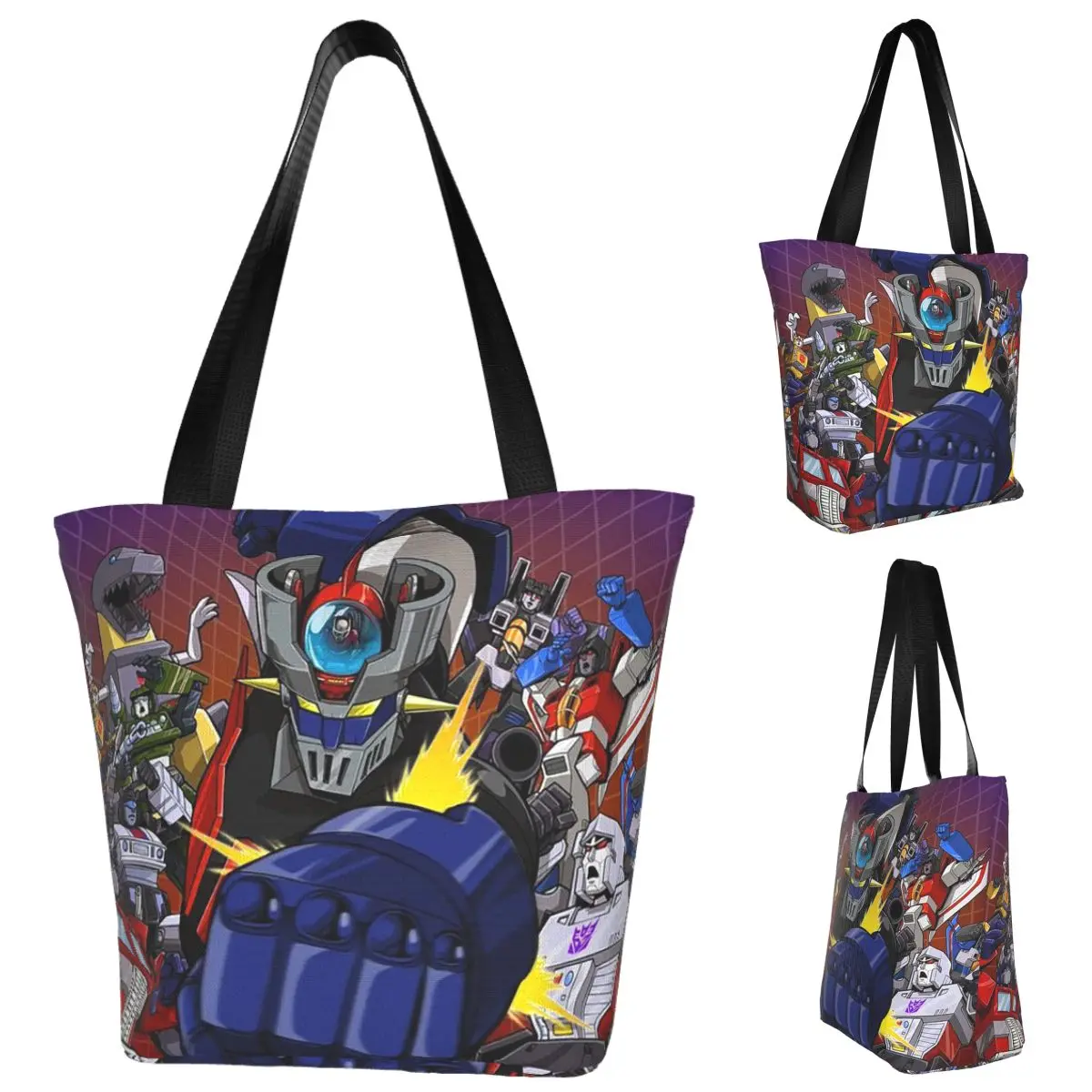 Mazinger Z Mad Robot Grendizer Anime Manga bolso de compras bolso de lona de gran capacidad bolsos de hombro Shopper bolso de compras para mujer