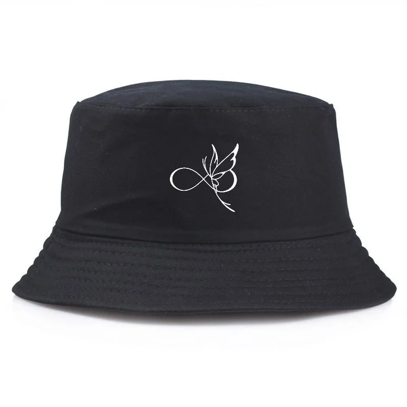 Bucket Hat Butterfly Infinity Embroidery Cotton Fisherman Cap Y2K Vintage Packable Casual Sun Hat