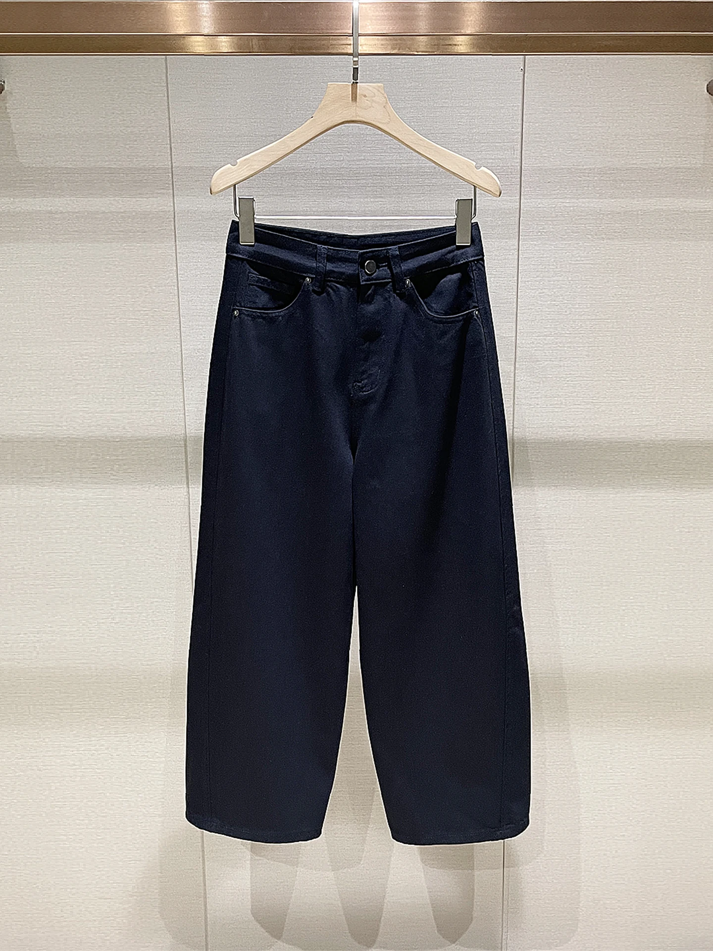 

Bla High Waist Casual Jeans Women's Spring New Sle Small Size Loose Long Pants American Retro Sle Pure Color Straight Leg