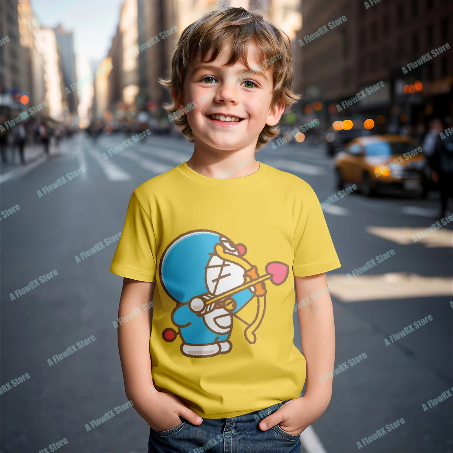 Camisetas con estampado 3D de Doraemon, ideales para exteriores informales, adecuadas para hombres, mujeres, adultos y niños, verano, transpirables y cómodas