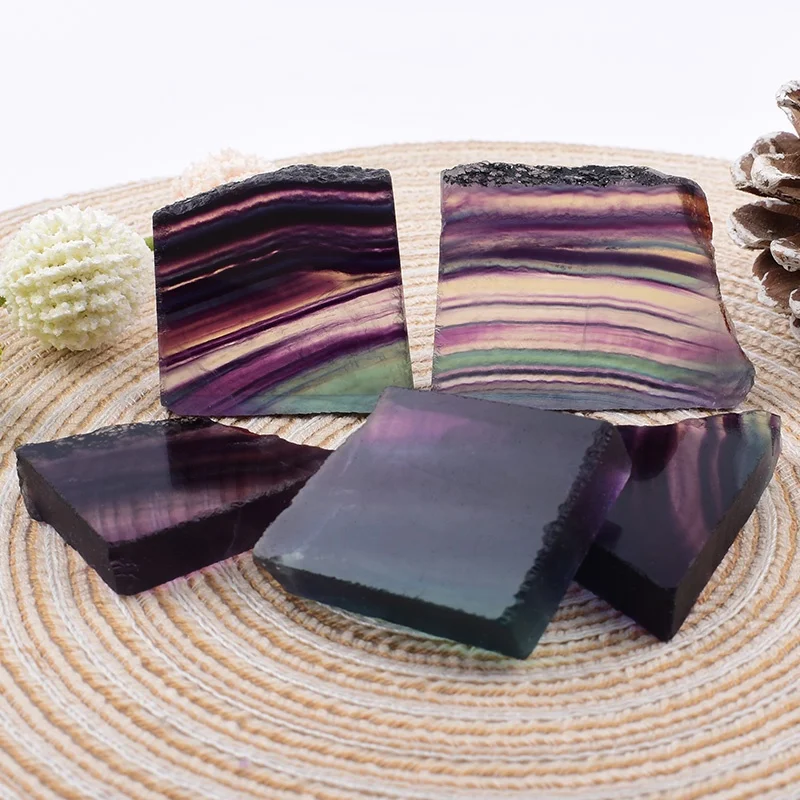 1PC Natural Crystals Colored Fluorite Irregular Plate Reiki Mineral Specimen Energy Healing Stone Home Decoration DIY Gift