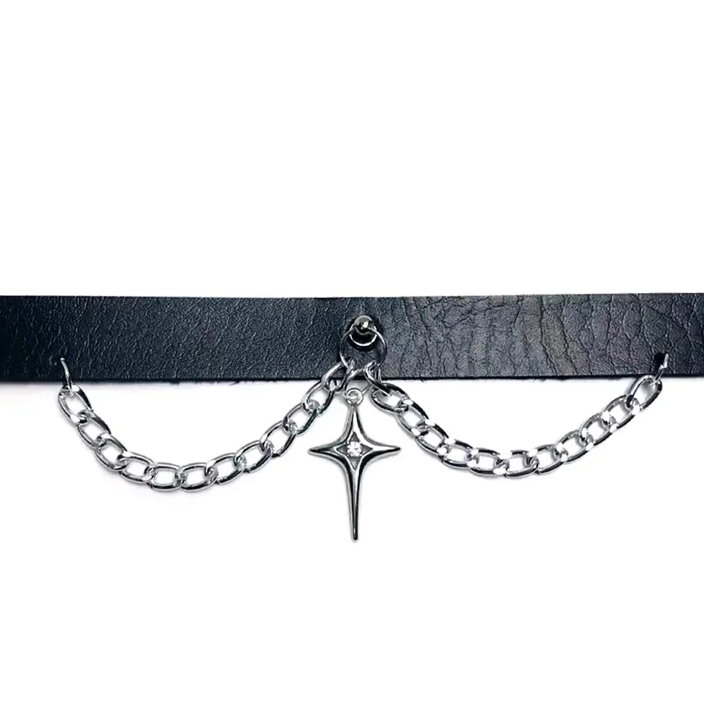Harajuku Sexy Black Goth Four Pointed Star Cross Punk Chokers Gothic Choker Necklace for Women Hip Hop Cosplay