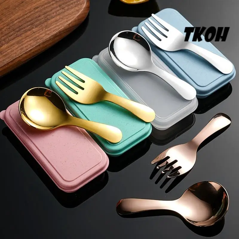 

TKOH-Stainless Steel Outdoor Camping Portable Tableware Light Strong Convenient Portable Fork Spoon Tableware