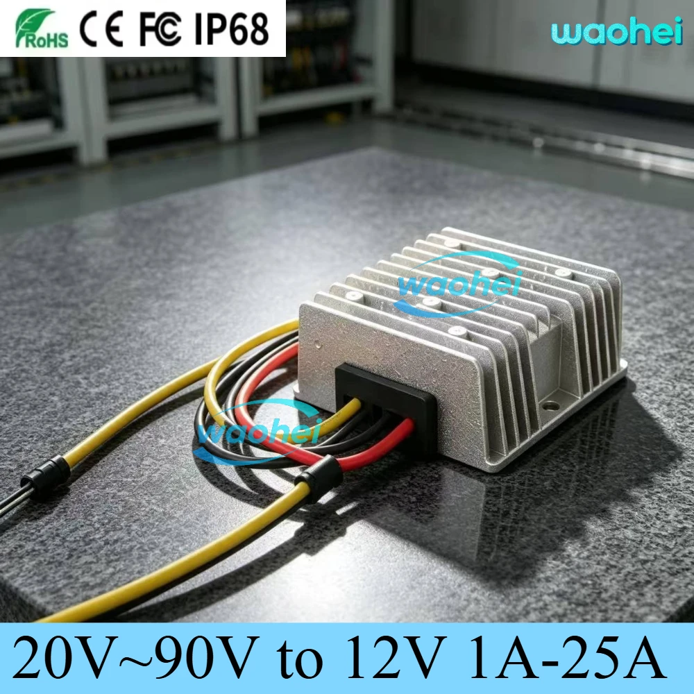 20V-90V To 12V 8A-15A DC Converter Automotive Voltage Regulator 24V 36V 48V 60V 72V To 12V Step Down Transformer Car Power Suppl